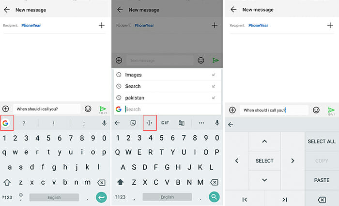 Google Keyboard Edit text mode