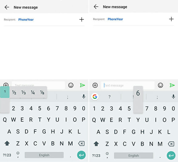 Google Keyboard fractions