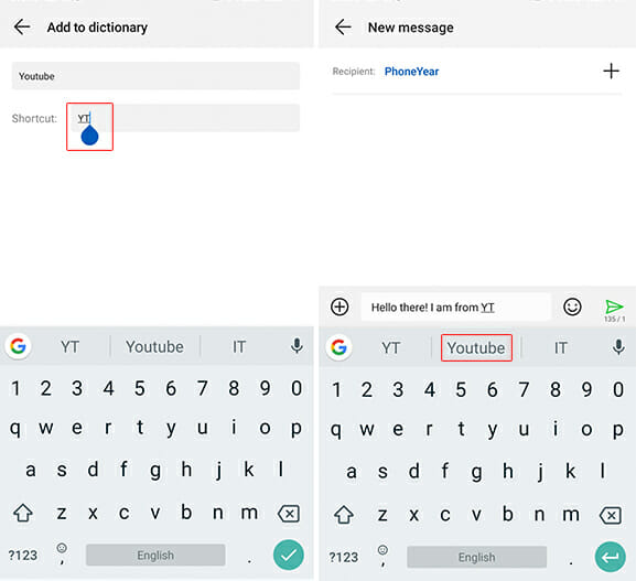 Google Keyboard personalize dictionary
