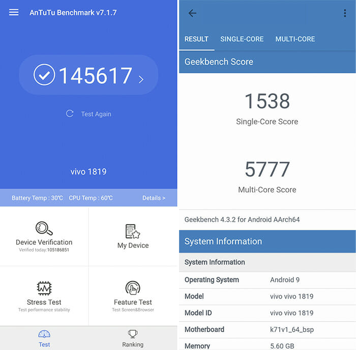 Vivo V15 Benchmarks