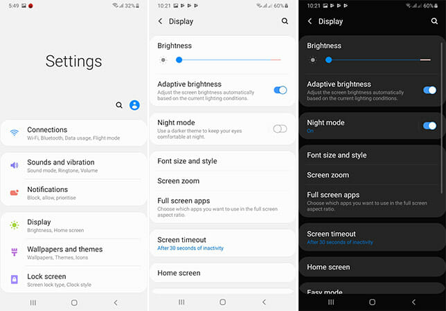 Samsung-Galaxy-A10 Night Mode setting