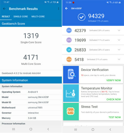 Galaxy A30 benchmarks