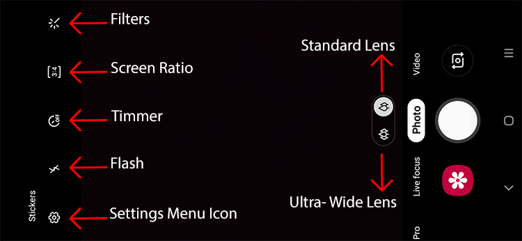 Samsung Galaxy A20s Camera Interface