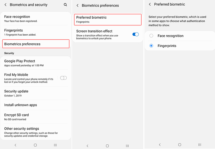 Samsung Galaxy A20s biometrics