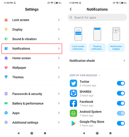 Notifications Settings